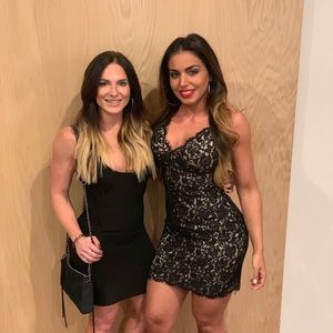 Express Black/Tan Night out lace midi dress